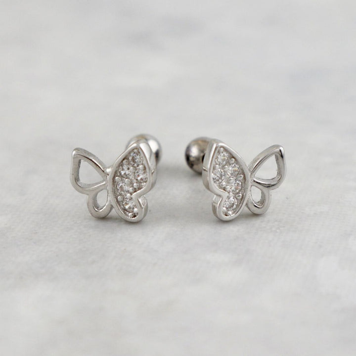 Boucles d'oreilles Papillons Scintillants en argent sterling