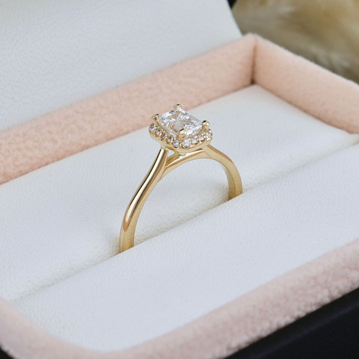 Halo Emerald  14K - 18K Gold and 0.6 ctw Diamonds