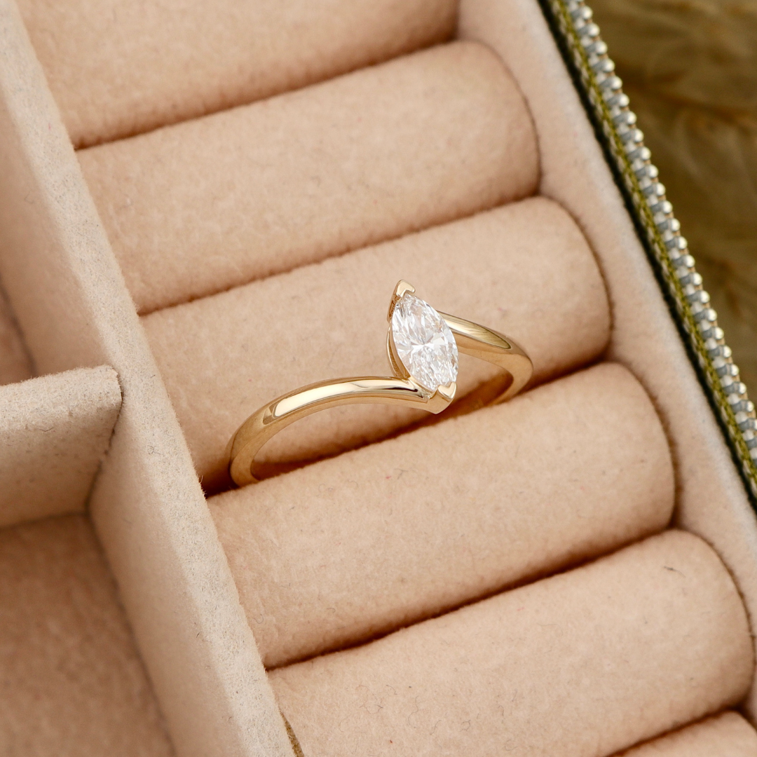 Marquise 14K Gold and Diamond Ring