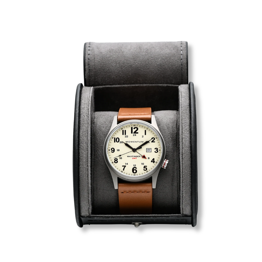 Momentum Wayfinder II GMT- White Dial Watch Bundle with Travel Case