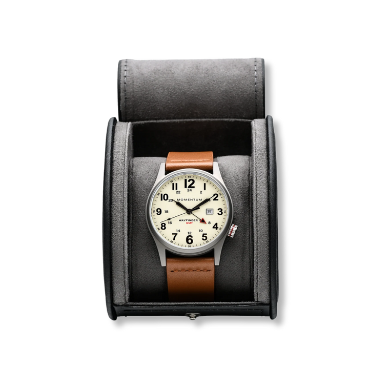 Momentum Wayfinder II GMT- White Dial Watch Bundle with Travel Case