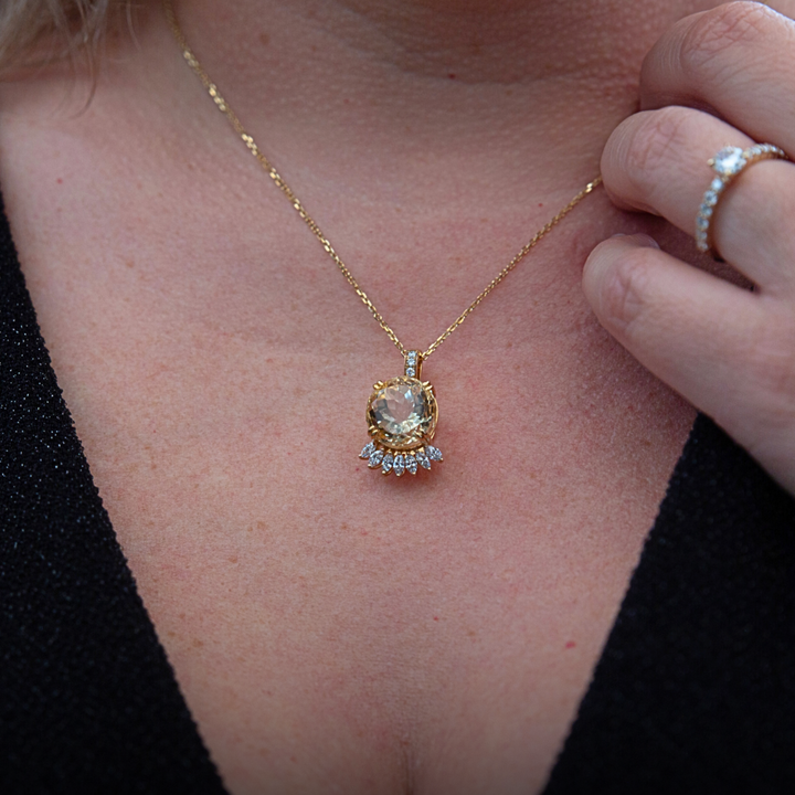 Collier Rayons en or 14K, diamants et citrine