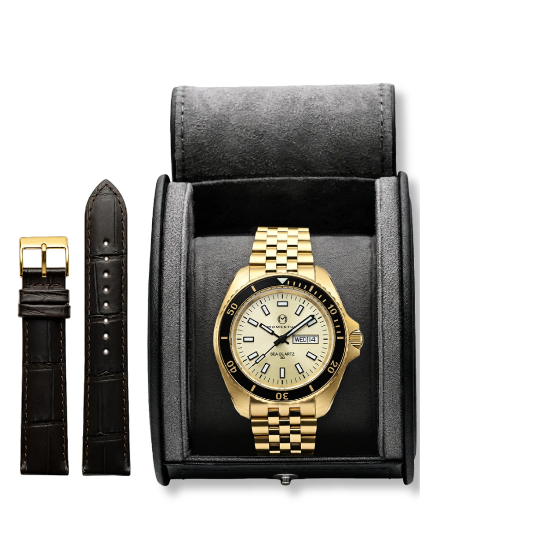 Momentum Champagne Sea Quartz 30 Watch Bundle with Travel Case