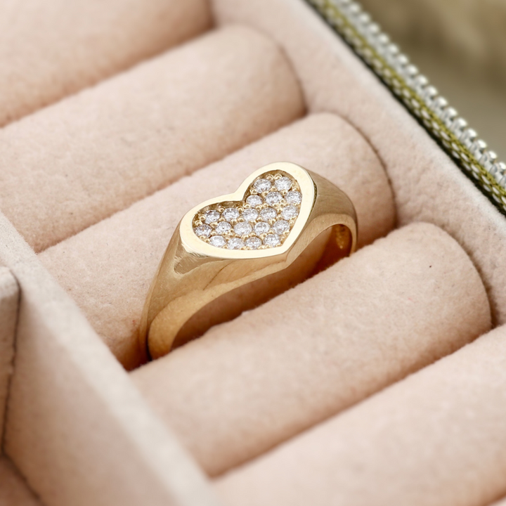 Pave Heart 14K - 18K and Diamonds Gold Ring