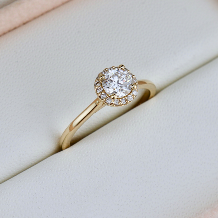 Bague Halo Classique en or 14K - 18K et diamants 0,6 ctw