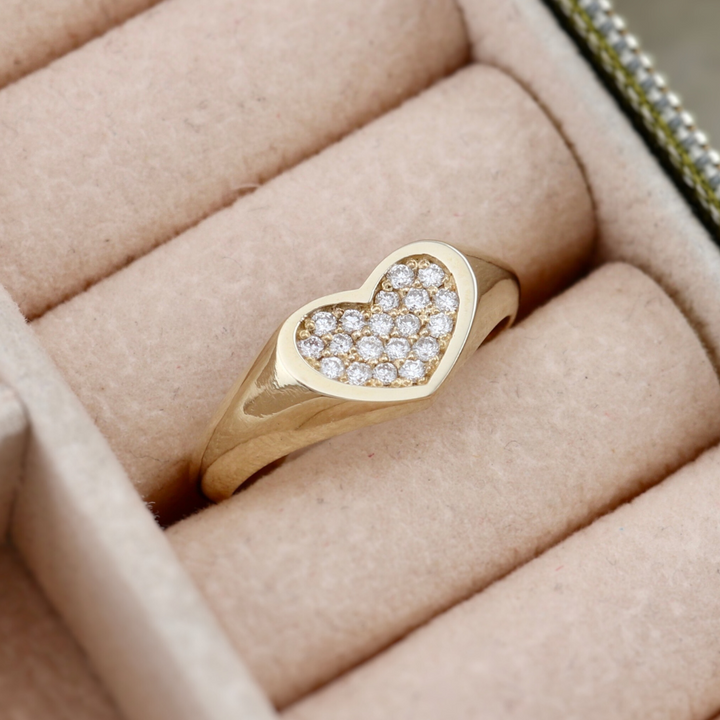 Pave Heart 14K - 18K and Diamonds Gold Ring