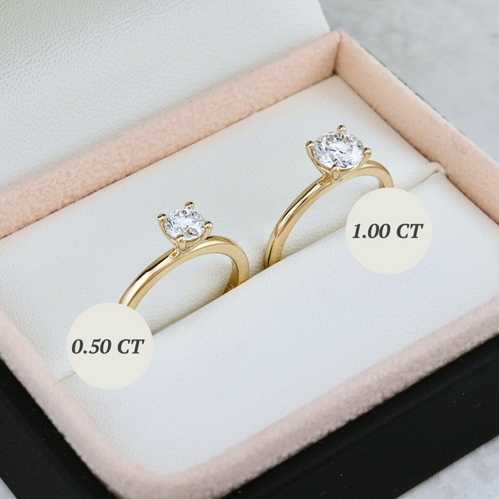 Classic 14K - 18K Gold and Round 0.5 - 1 ct Diamond