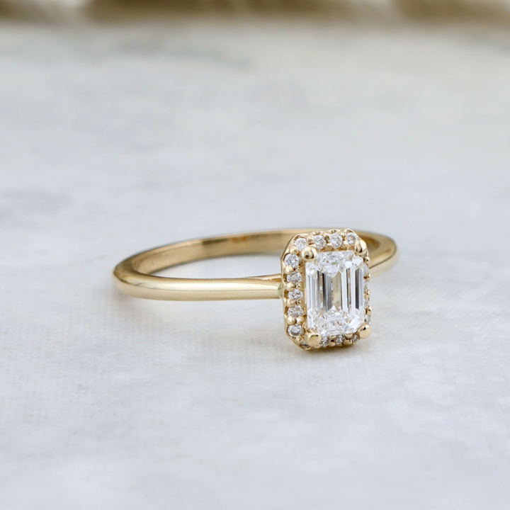 Halo Emerald  14K - 18K Gold and 0.6 ctw Diamonds