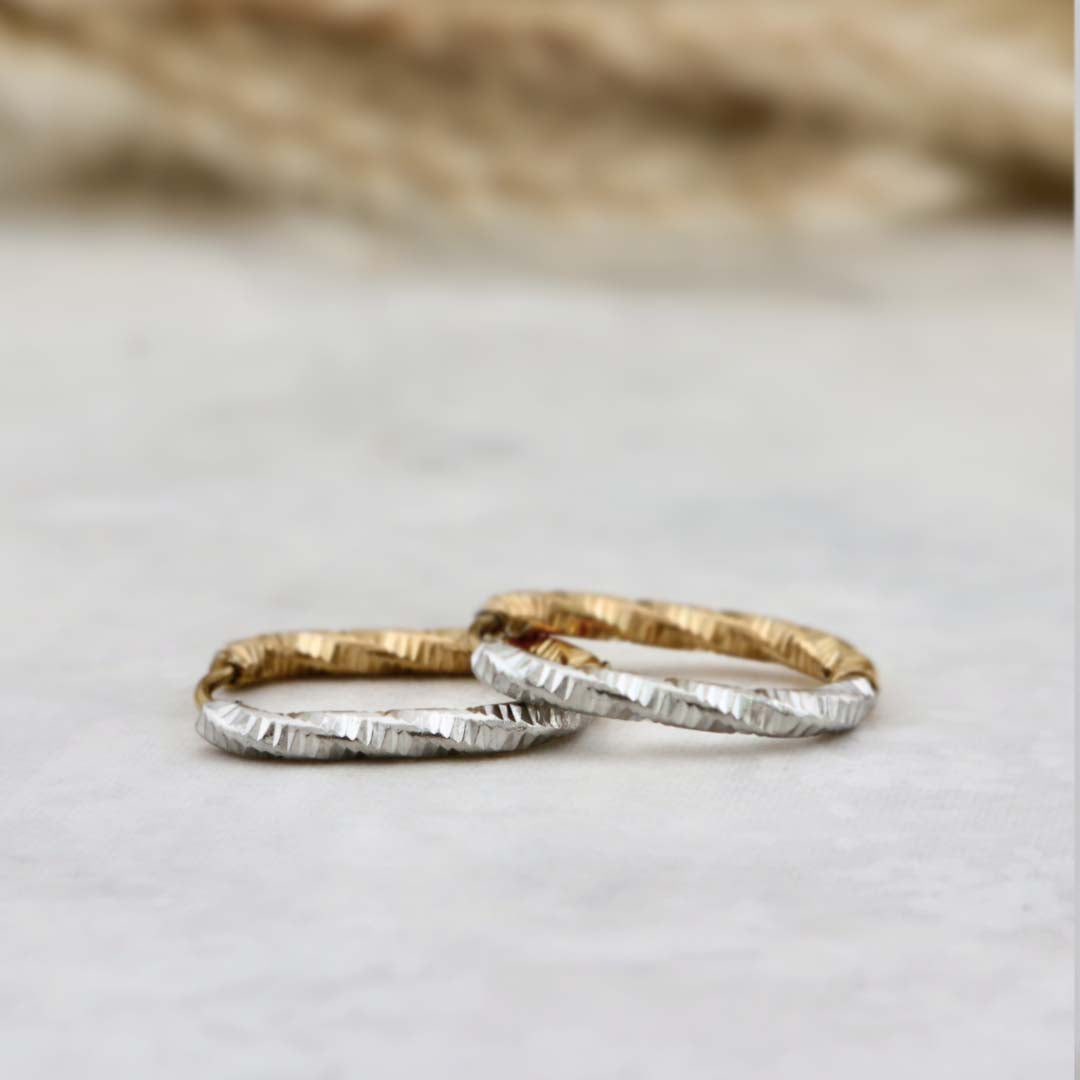 2 Tone Stainless Steel Huggies Earrings