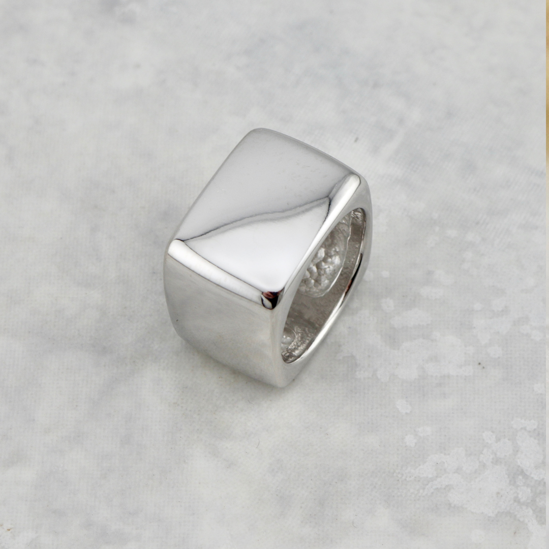 Bague Carrée Large  en argent sterling