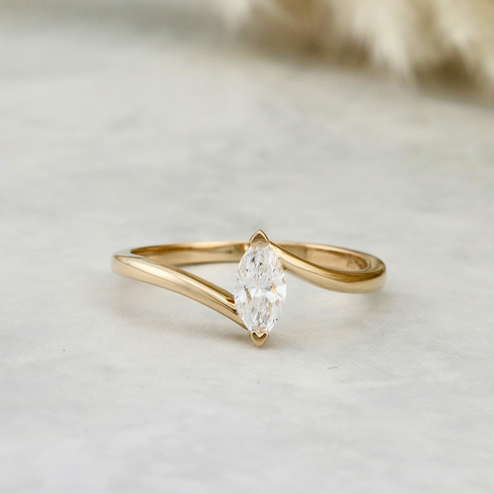 Marquise 14K Gold and Diamond Ring