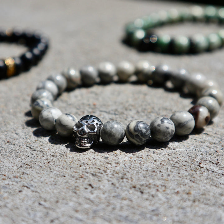 Skeleton, Stainless Steel and Jasper Bracelet