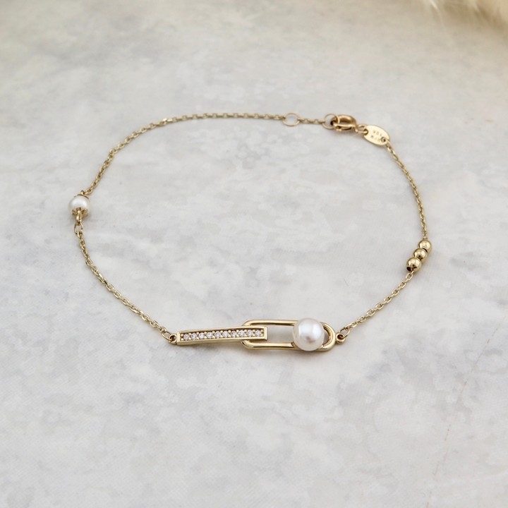 Pearl 10K Gold Bracelet