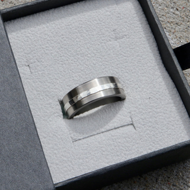 Horizon Titanium, Silver and Sapphire Ring