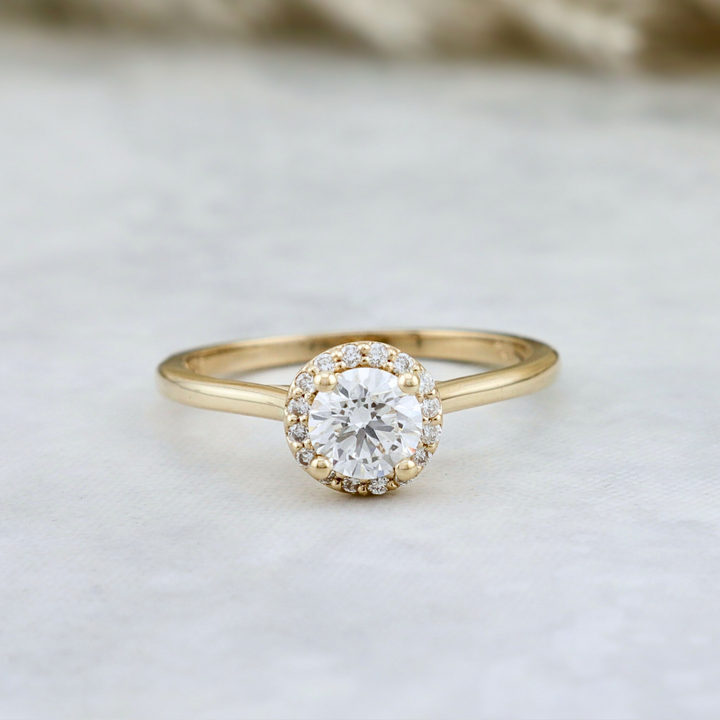 Bague Halo Classique en or 14K - 18K et diamants 0,6 ctw