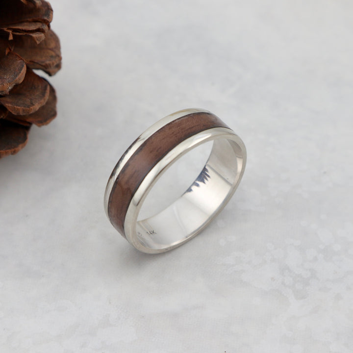 Bague en bois et argent sterling ou or 14K - 18K personnalisée