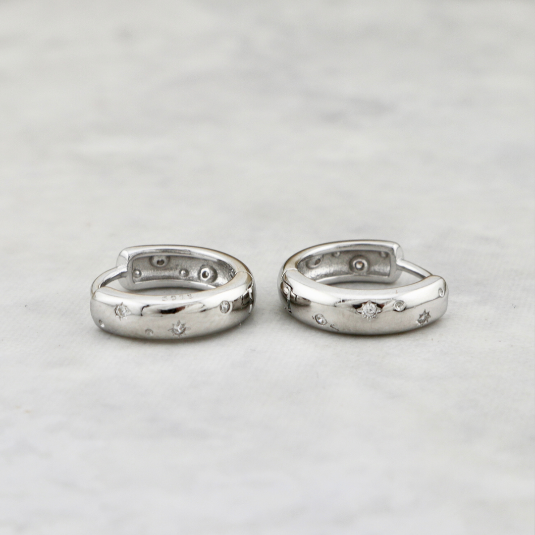 Boucles d'oreilles Huggies Voie lactée en argent sterling