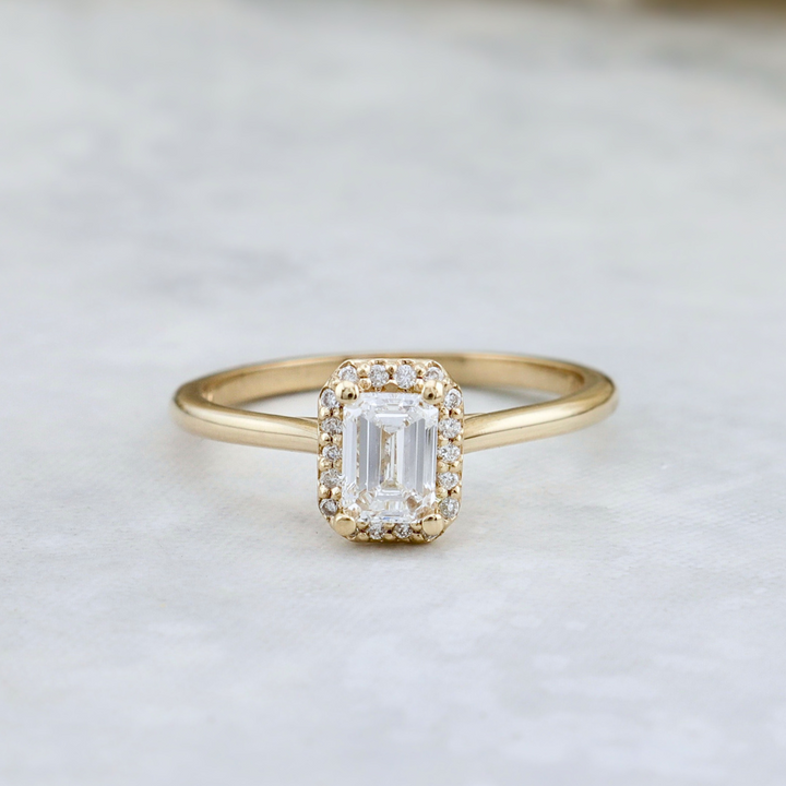 Halo Emerald  14K - 18K Gold and 0.6 ctw Diamonds