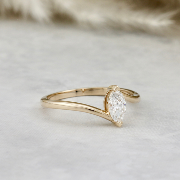 Marquise 14K Gold and Diamond Ring