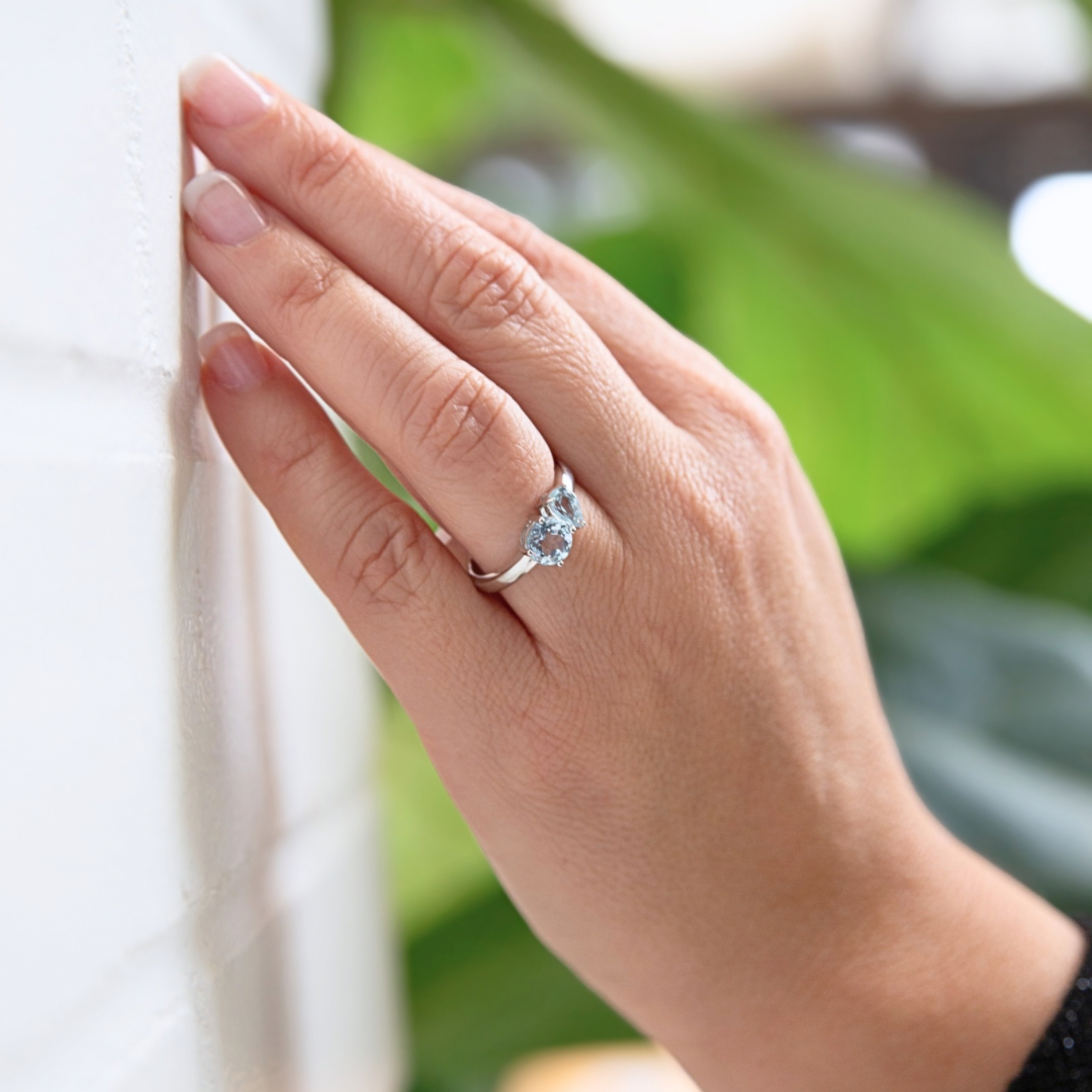 Aqua 14K Gold and Topaz Ring