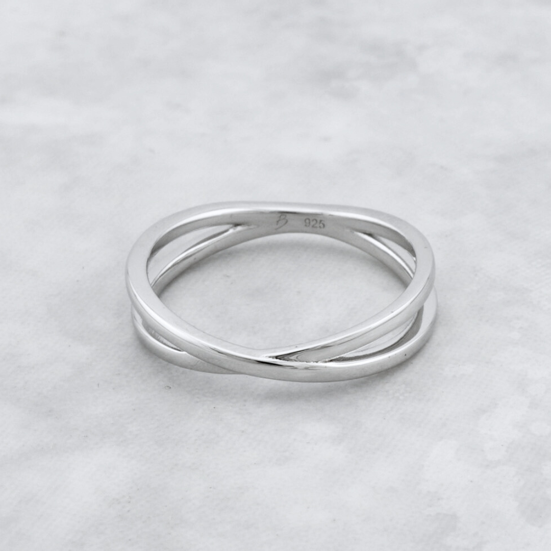 Crossed Sterling Silver Ring