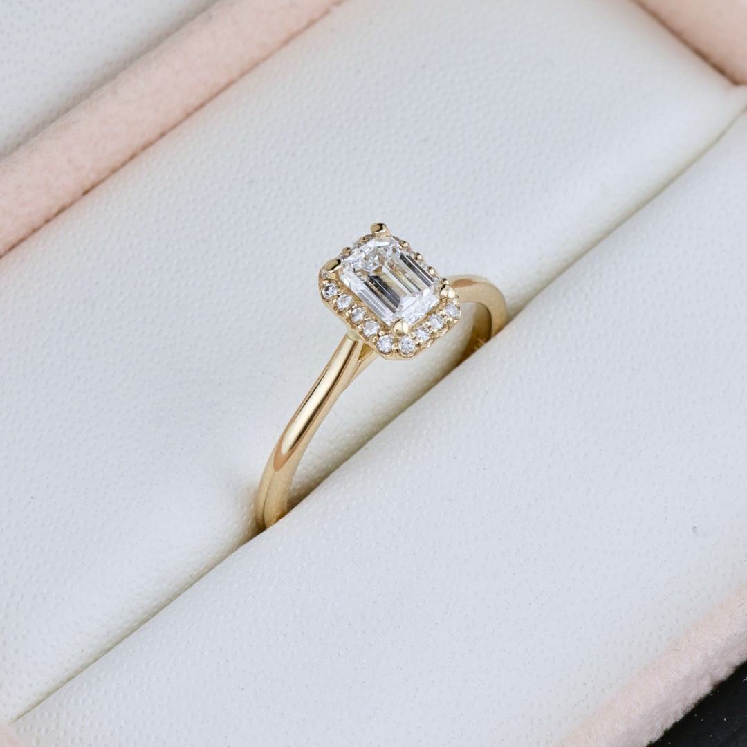 Halo Emerald  14K - 18K Gold and 0.6 ctw Diamonds