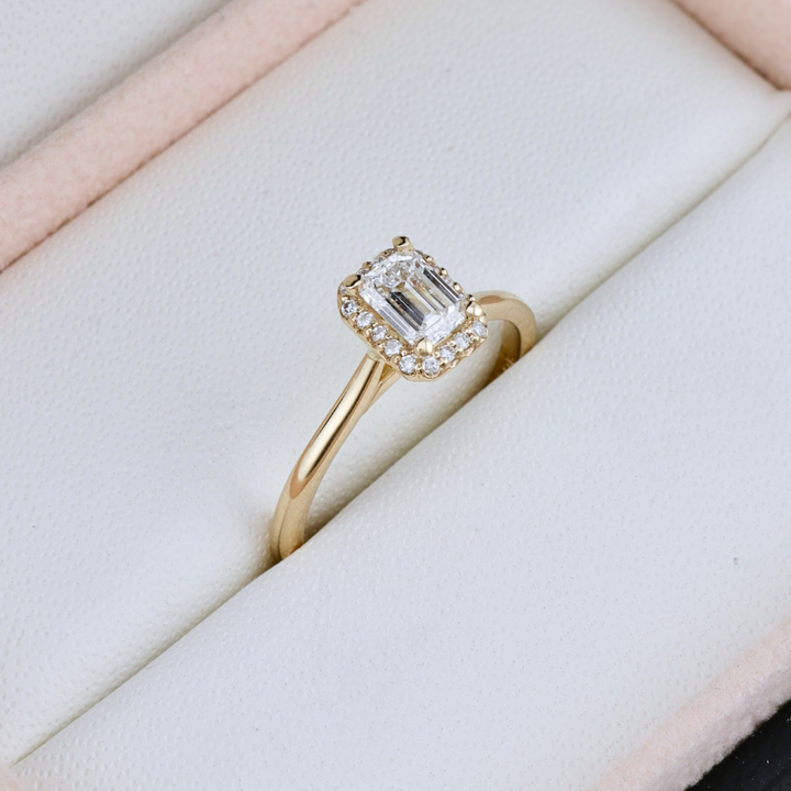 Halo Emerald  14K - 18K Gold and 0.6 ctw Diamonds