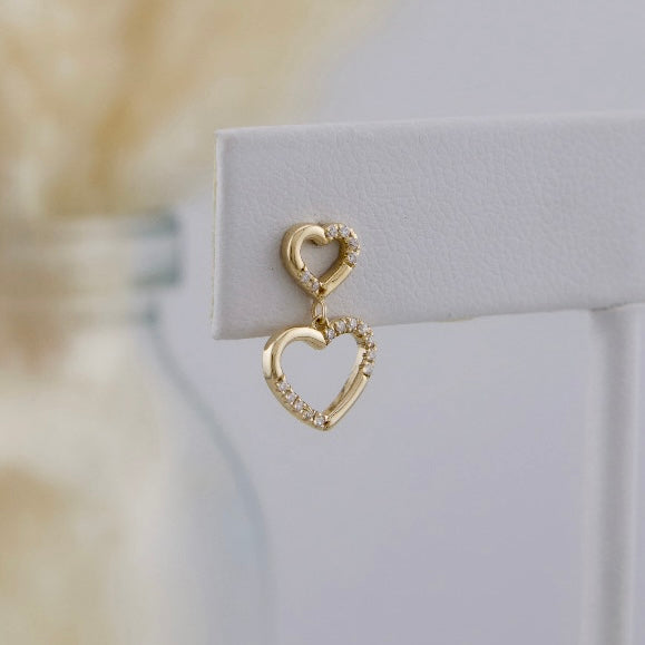 Hearts 14K Gold and Moissanites Earrings