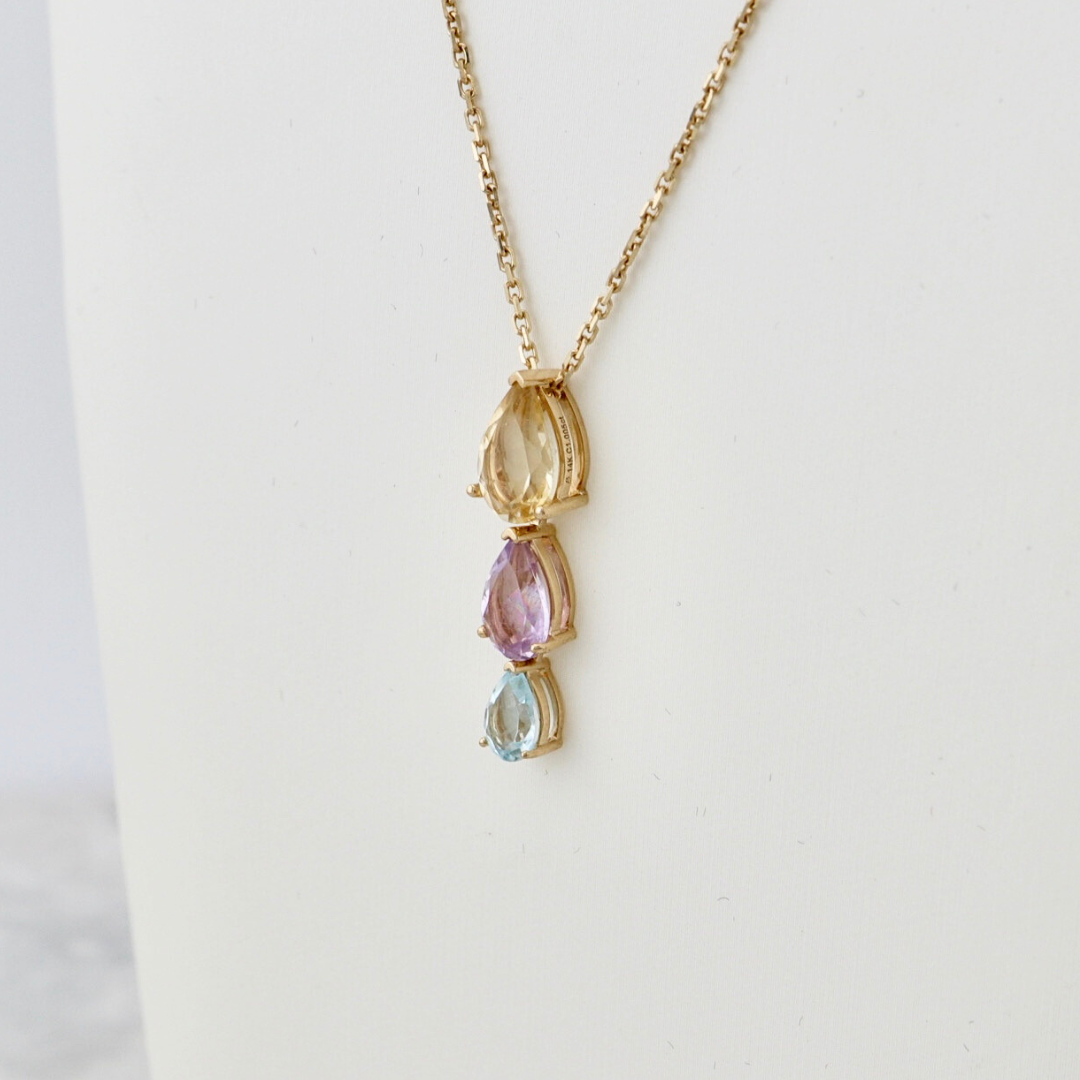 Orchid 14K Gold, Pearl, Diamonds and Amethyst Necklace