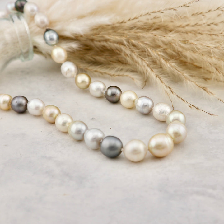 Collier de perles de Tahiti baroques 9-12MM et or 14K