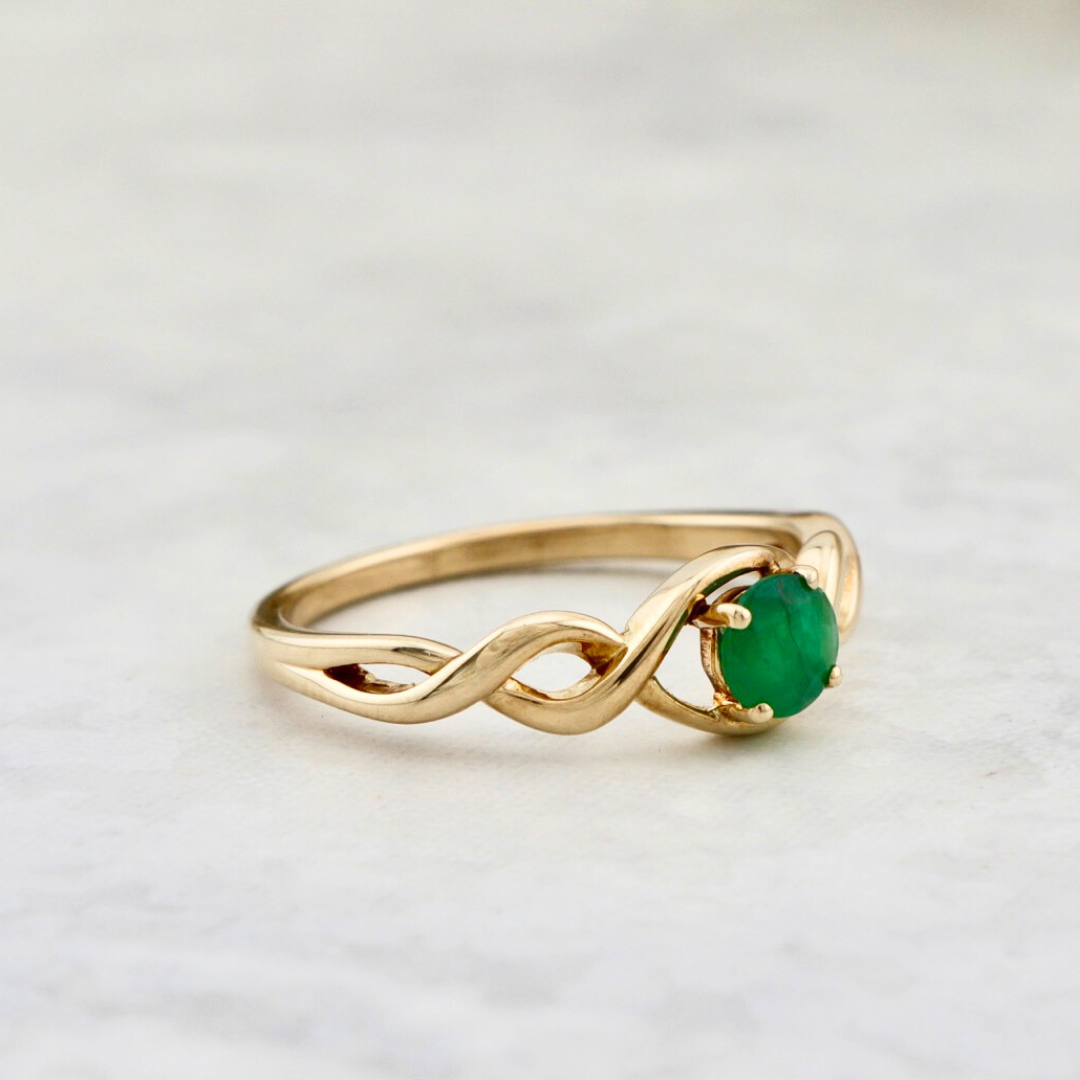 Twist 10K Gold and Emerald Ring