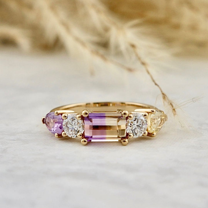 Symbiose  14K Gold, Citrine, Ametrine and Amethyst Ring