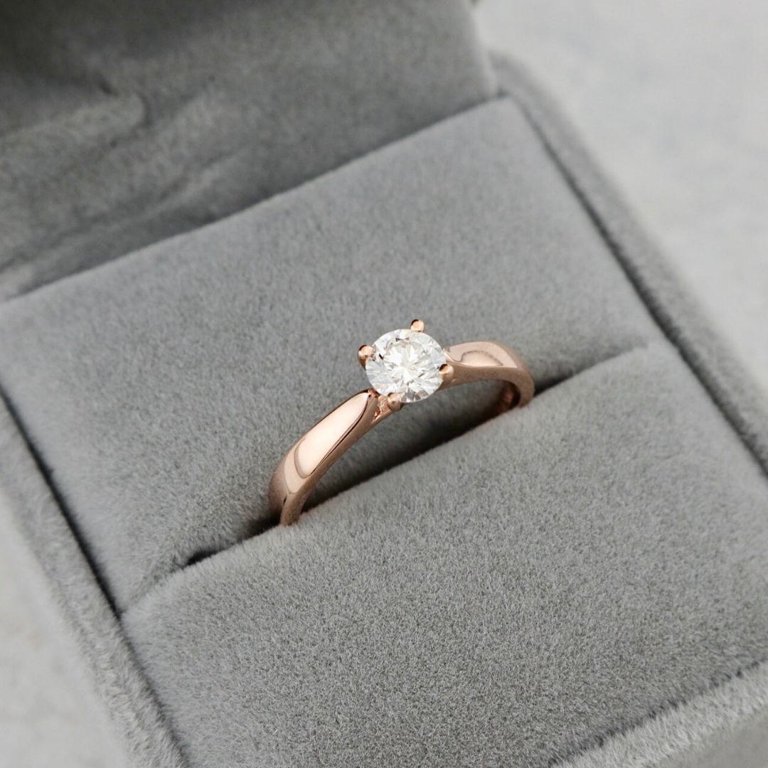 Classic Solitaire 14K Gold and Diamond Ring 