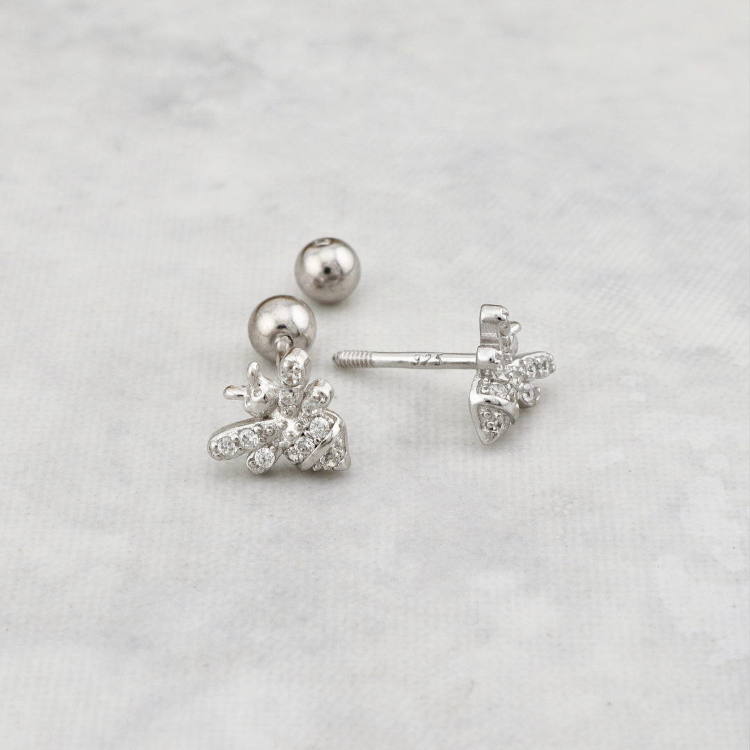 Boucles d'oreilles Abeilles en argent sterling