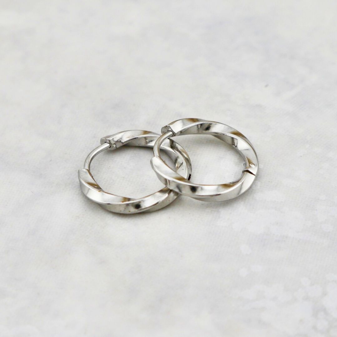 Twist Stainless Steel Huggies Earrings