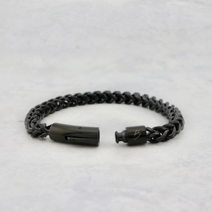 Stone leather bracelet, steel and tiger eye