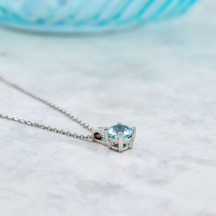 Collier Aqua en or 14K, diamants et topaze