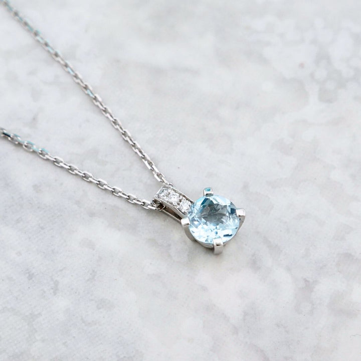 Collier Aqua en or 14K, diamants et topaze