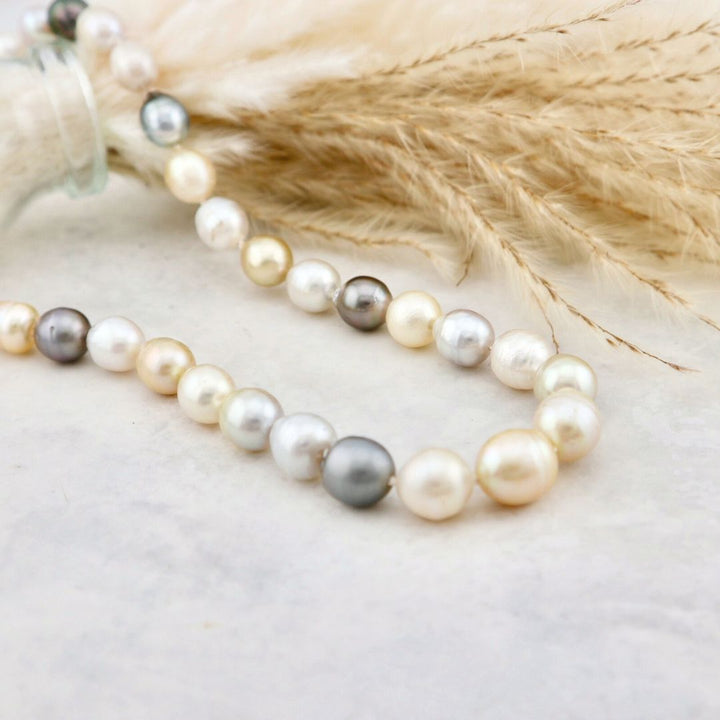 Tahitian South Sea Multicolor Drop-Shape Baroque Pearl Necklace