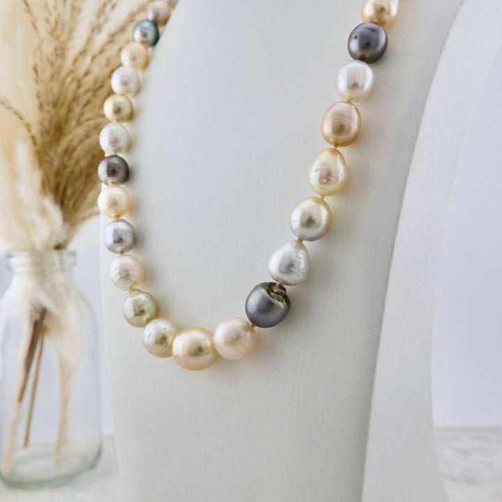 Tahitian South Sea Multicolor Drop-Shape Baroque Pearl Necklace