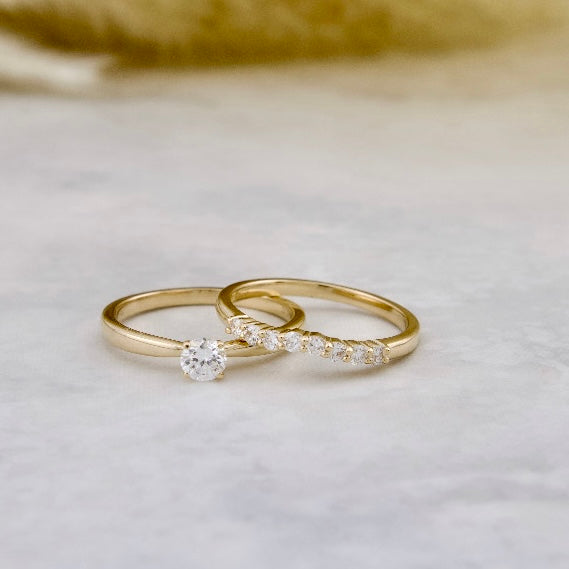 Rings Set 10K yellow Gold and Moissanites