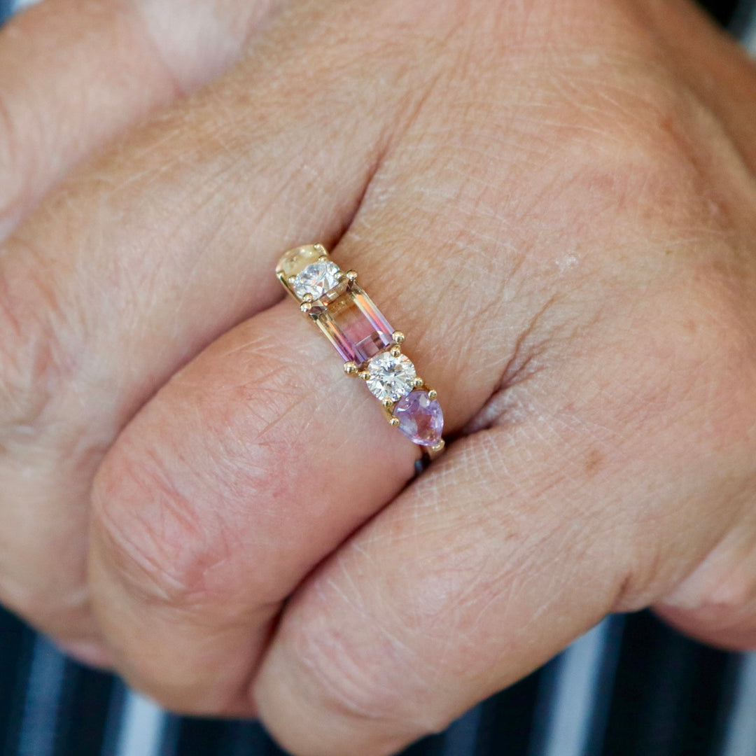 Symbiose  14K Gold, Citrine, Ametrine and Amethyst Ring