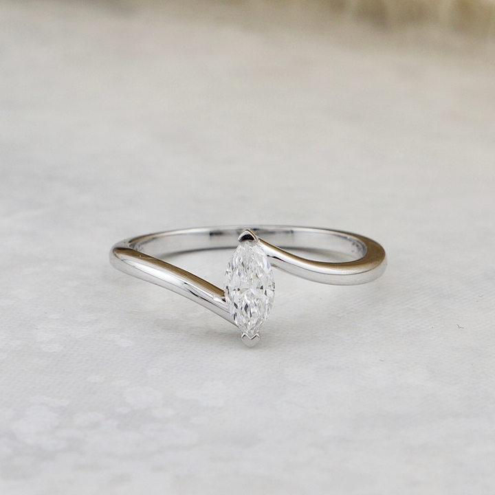 Marquise 14K Gold and Diamond Ring