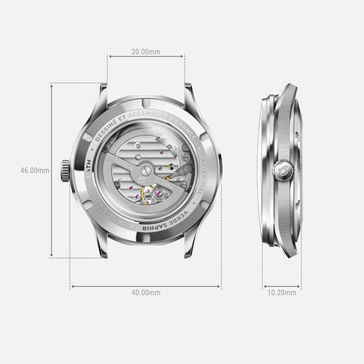 Montre Charlie Paris INITIAL Open Heart Jour/Nuit - Bordeaux 40 mm