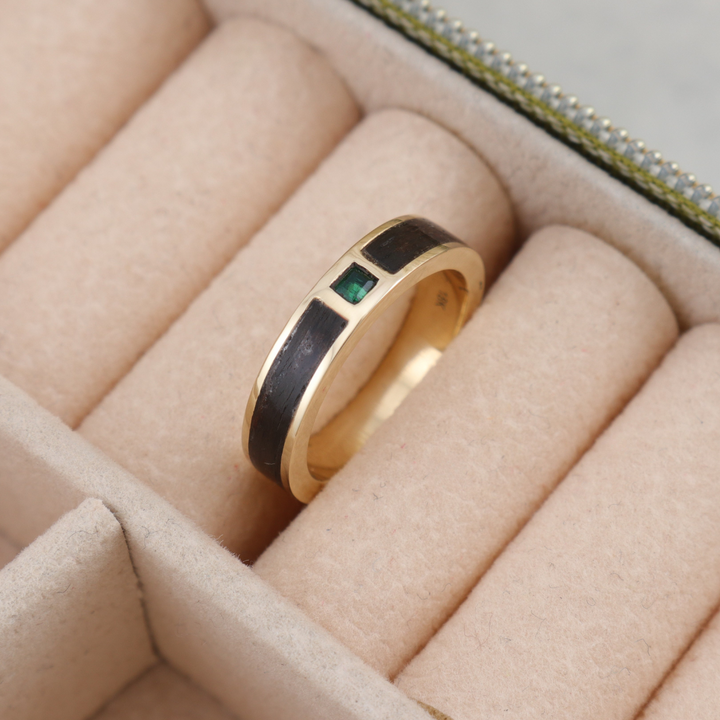 Ebony 18K and Emerald Ring