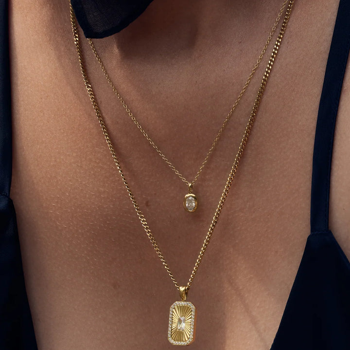 Stainless Steel Santo Plate Necklace