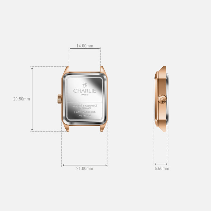 Montre Charlie Paris MONCEAU Or Rosé &amp; Bleu 36 mm