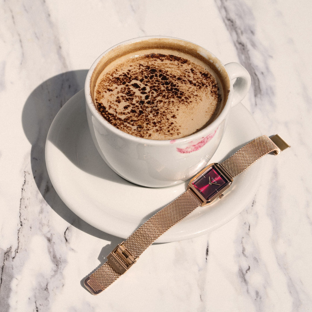 Montre Charlie Paris MONCEAU Or Rosé &amp; Bordeaux 36 mm