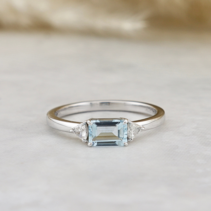 Prisme 14K Gold, Aquamarine and Diamonds Ring