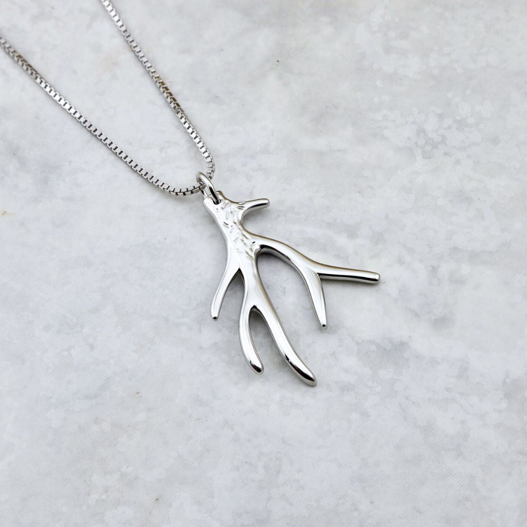 Deer antlers Sterling Silver Necklace